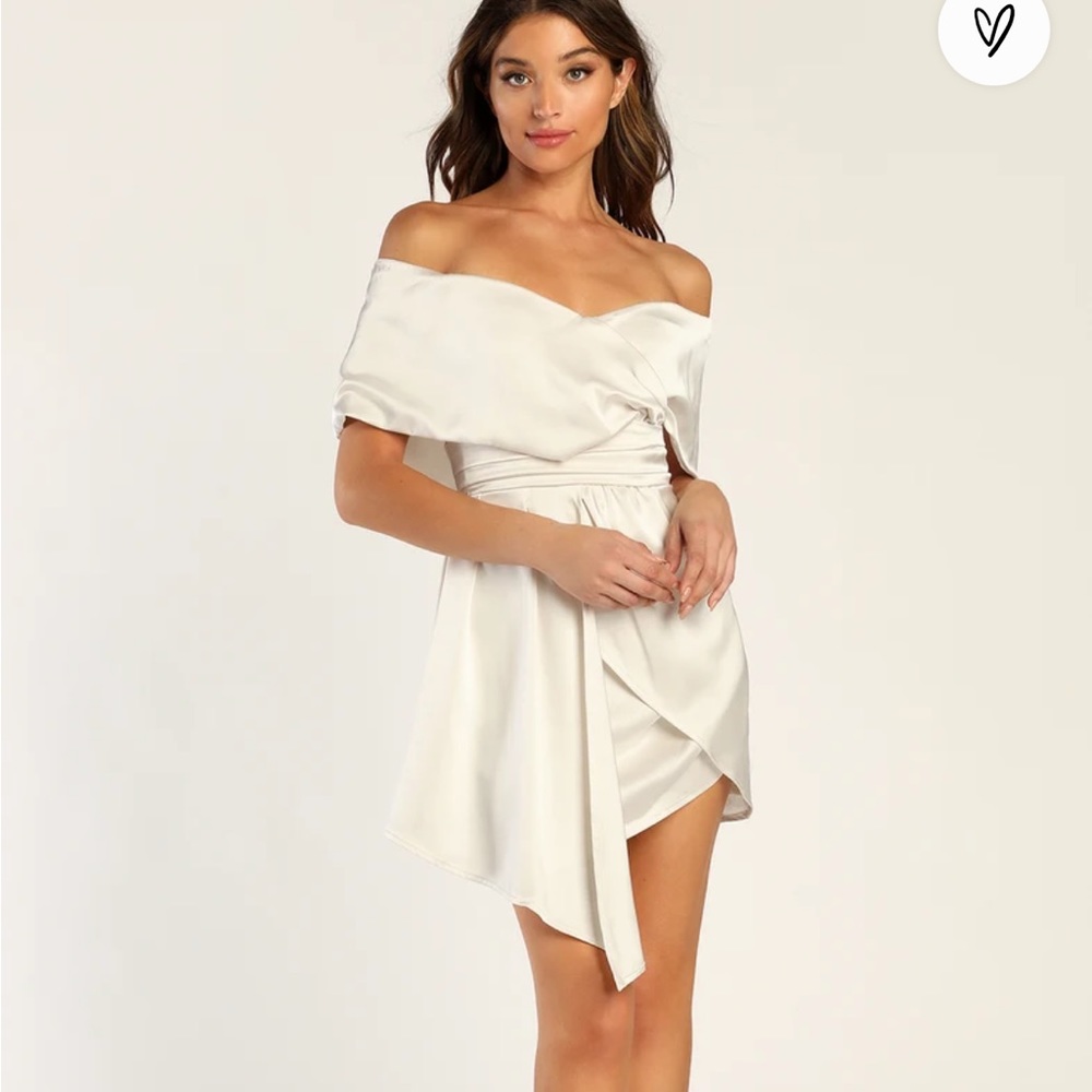 Satin off the shoulder mini dress brand new with tags